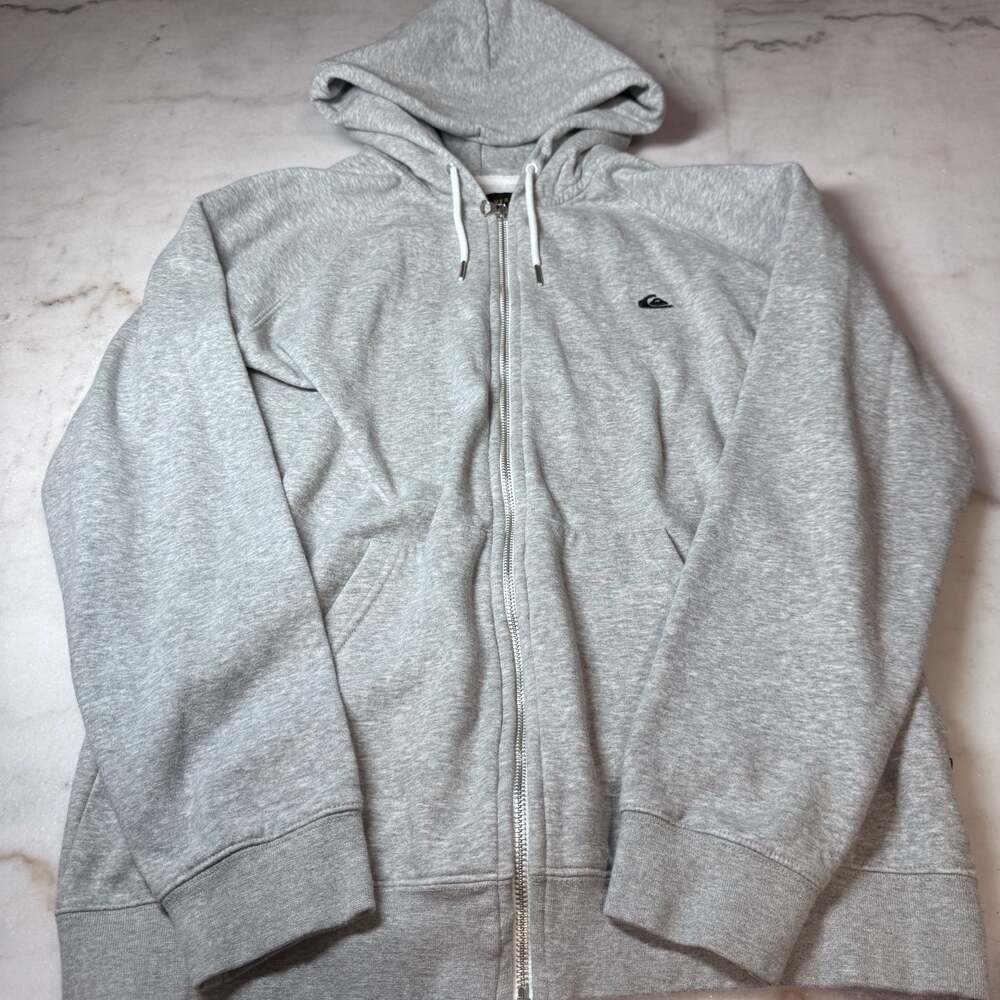 Quiksilver Men's Grey Full Zip Hoodie Size Medium